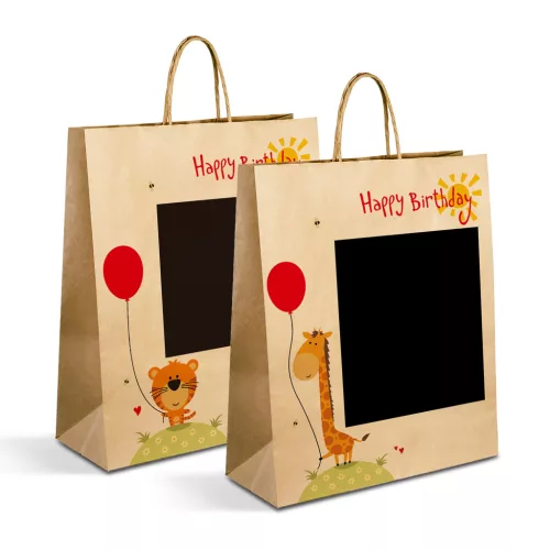 Family 58313 Ajándéktasak - papír, "Kraft" - 265 x 127 x 330 mm - 2 féle / csomag - 12 db / csomag