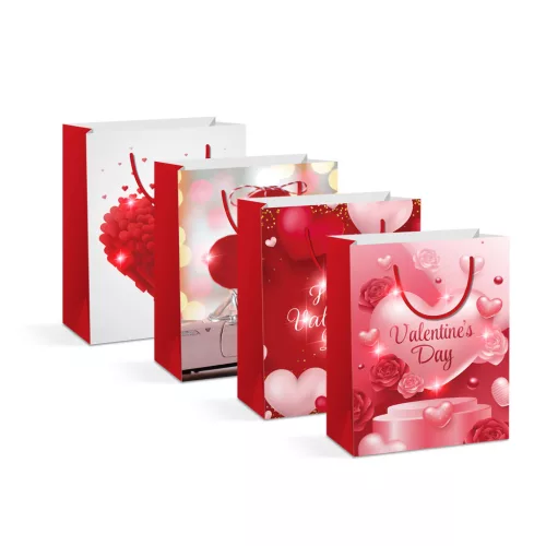 Family 58323 Ajándéktasak - 5 piros LED, papír - 178 x 102 x 228 mm - 4 féle / csomag - 12 db / csomag
