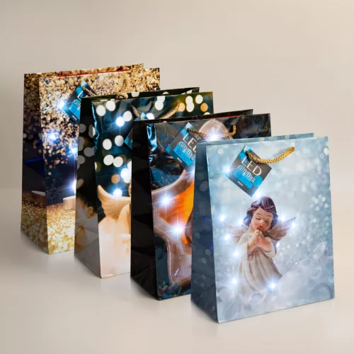 Family 58325 Ajándéktasak - 10 hidegfehér LED, papír - 265 x 127 x 330 mm - 4 féle / csomag