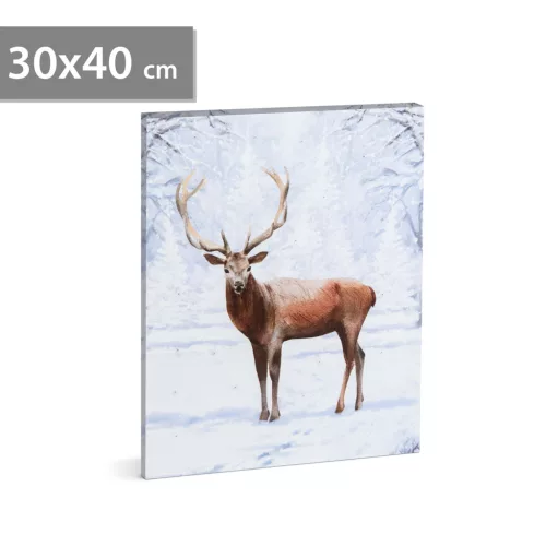 Family 58475 LED-es fali hangulatkép - rénszarvas -  2 x AA, 30 x 40  cm