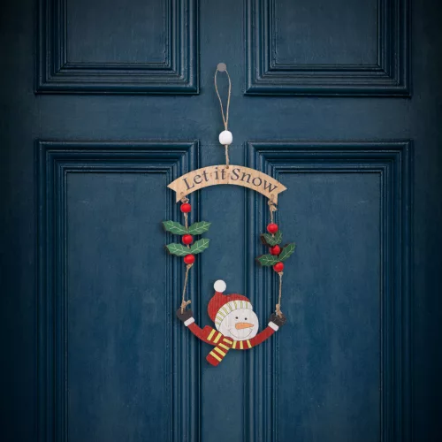 Family 58545B Karácsonyi dekoráció - Fa, hóember - 13 x 17 cm