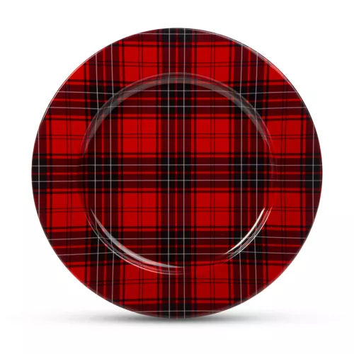 Family 58555B Karácsonyi tálca - fém  - kockás - 33 cm