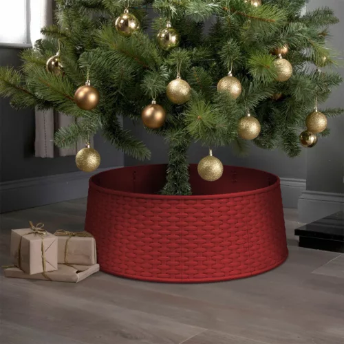 Family 58556C Karácsonyfatalp takaró - piros, műanyag - 65 x 23 cm