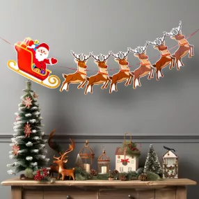   Family 58585A Karácsonyi papír girland - 6+1 db Mikulás szán - 3,5 m