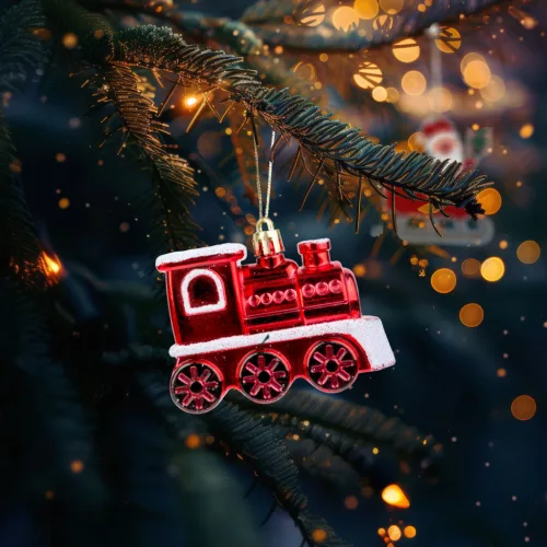 Family 58586 Karácsonyfadísz - fényes vonat - 8 x 6 x 3 cm