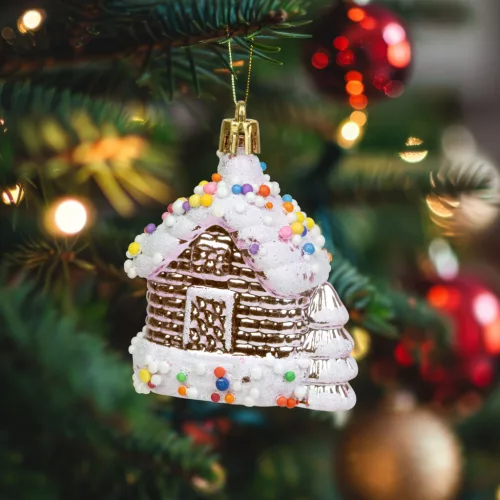 Family 58587 Karácsonyfadísz - fényes házikó - 8 x 6 x 4 cm