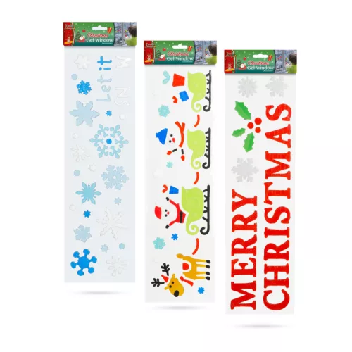 Family 58633 Karácsonyi ablakdekoráció - gél - 49,5 x 15 cm - 3 féle