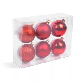 Family 58773B Karácsonyfadísz szett - piros - 6 db / szett