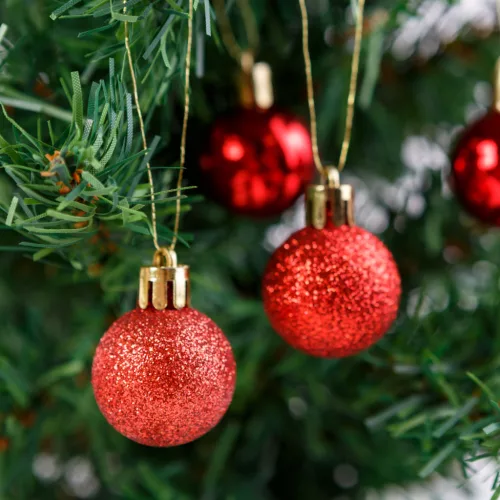 Family 58775C Karácsonyfadísz szett - piros - 3 cm - 12 db / szett