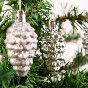   Family 58784B Karácsonyfadísz szett - ezüst toboz  - 6 cm - 6 db / szett