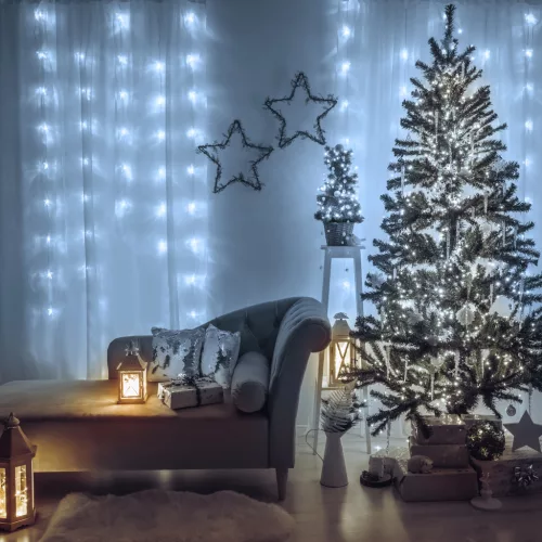 Family 58901B Fényfüggöny - 200 db LED - hidegfehér - hálózati - IP44 - 4,2 m - 8 program