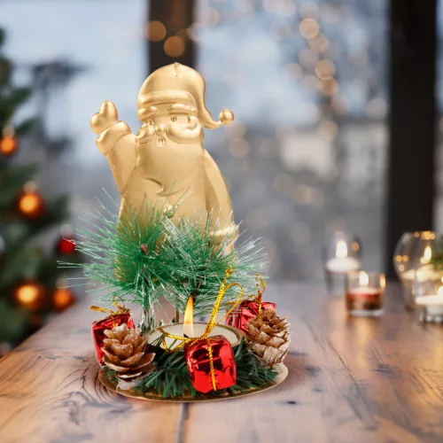 Family 58946B Adventi dekoráció - mécsestartóval - réz, Mikulás - 8 x 13 cm