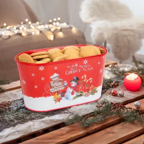   Family 58953C Karácsonyi fém kosár - hóember - 23 x 11,5 x 11,5 cm