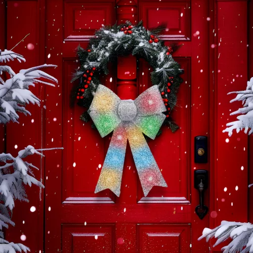 Family 58956A LED-es masni dekoráció - fényes - ezüst - 11 színes LED - 40 x 30 cm