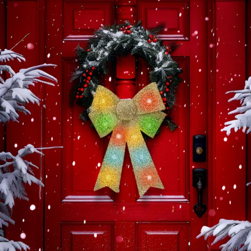 Family 58956B LED-es masni dekoráció - fényes - arany - 11 színes LED - 40 x 30 cm