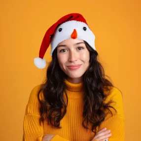   Family 58962 Karácsonyi mikulás sapka - Hóember mintával - 30 x 45 cm