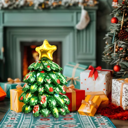 Family 58968 3D Karácsonyi lufi - 360° - alumínium fólia - fenyőfa - 38 x 34 cm