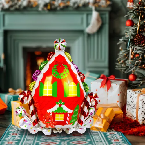 Family 58969B Karácsonyi lufi - alumínium fólia - mézeskalács - 67 x 71 cm