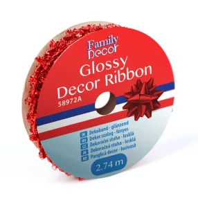 Family 58972A Dekor szalag - fényes - 2,74 m - piros