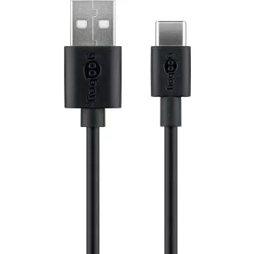   Goobay 59122 kábel USB-A apa - USB-C apa 2.0 Adat és töltőkábel - Fekete (2m)