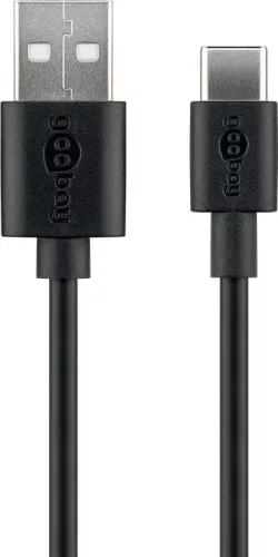 Goobay 59122 kábel USB-A apa - USB-C apa 2.0 Adat és töltőkábel - Fekete (2m)
