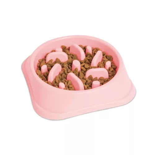 Yummie 60061B Etetőtál habzsolásgátlóval - 20 x 20 x 4,5 cm - korall