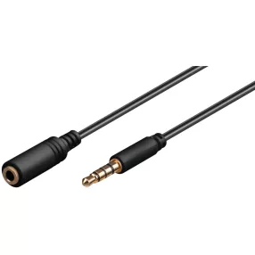   Goobay 62477 AUX aljzat audio hosszabbító 3.5 mm, 4 pin 1m, fekete