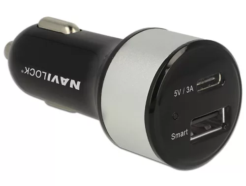 Navilock Autós töltő 1 x USB Type-C + 1 x USB Typ-A