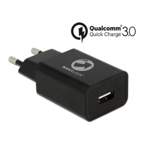   Navilock Töltő 1 db USB A-típusú csatlakozó, Qualcomm  Quick Charge   3.0 (gyorstöltő) technológia,