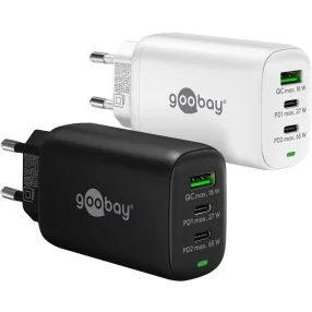   Goobay 65407 PD GaN USB-A / 2x USB-C Hálózati töltő - Fekete (65W)