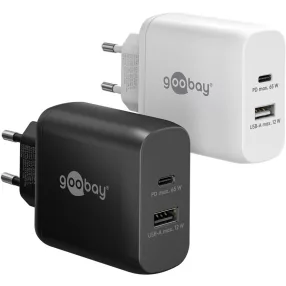   Goobay 65409 1x USB Type-C / 1x USB Type-A Hálózati töltő - Fekete (65W)
