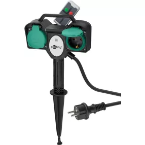   Goobay földelt kerti konnektor távirányítóval, dupla, leszúrható 76779