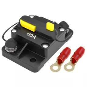   Hertz HMCB 60A automata áramkör-megszakító IP67 védelemmel, tengerészeti minősítésű, csavaros rögzítés, 60A, 75x48x40mm