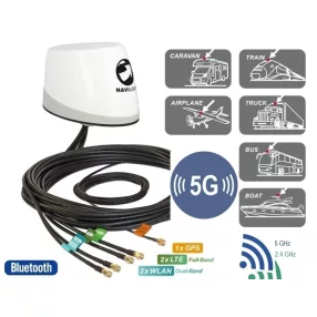   Navilock GNSS GALILEO GPS 5G LTE-MIMO WLAN-MIMO Antenna NL-400 RP-SMA hím 3,5 - 4 dBi omni tetőanten