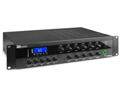 Power Dynamics PDW500MP3 PA Keverő - erősítő , 500W/100V, 6 zóna, Bluetooth, USB, SD, FM