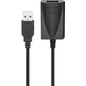   Goobay 95439 USB-A apa - USB-A anya 2.0 Aktív hosszabbító kábel - Fekete (5m)