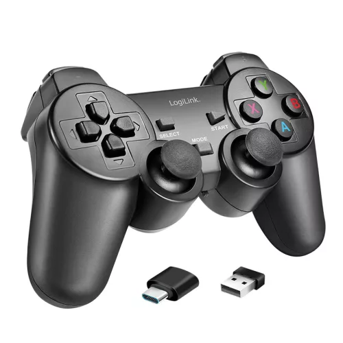 Logilink Vezeték nélküli játékvezérlő, 2,4 GHz, Windows PC, Android eszközök, TV boxok, PS3, fekete (AA0187)