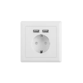 Lanberg Konnektor 2 USB töltővel - Fehér