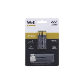   Well ACCU-10440/40C-BL2-WL AAA USB-C Micro-Akku 600mWh 2-USB-C® akku Lítiumion 400 mAh 1.5 V (2 db/csomag)