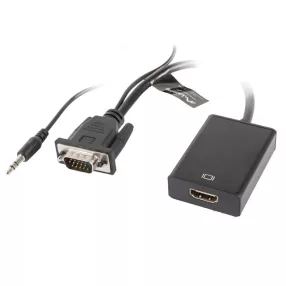   LANBERG VGA(M)+MINIJACK 3.5MM(M)->HDMI(F) ADAPTER KÁBEL 20CM FEKETE