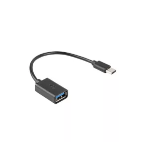   LANBERG USB-C(M) 2.0->USB-A(F) ADAPTER KÁBEL 15CM OTG FEKETE