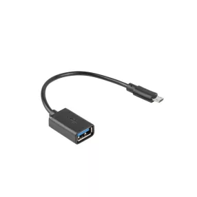   LANBERG USB MICRO(M) 2.0->USB-A(F) ADAPTER 15CM OTG FEKETE