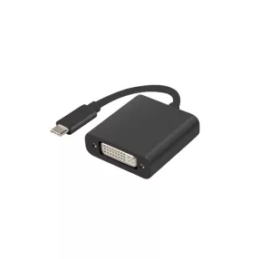   LANBERG USB-C(M) 3.1->DVI-I(F)(24+5) ADAPTER KÁBEL 15CM DUAL LINK (DISPLAYPORT ALT MÓD) FEKETE