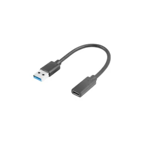 LANBERG USB-C(F) 3.1->USB-A(M) ADAPTER KÁBEL 15CM FEKETE