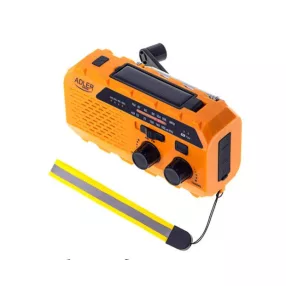   Adler AD1197 akkumulátors táska rádió, led világítással, powerbank funkcióval, manuálisan, napfénnyel, usb vel tölthető