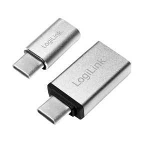   Logilink USB-C adapterkészlet, C/M - USB-A/F + C/M - Micro-USB/F, ezüst (AU0040)