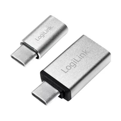Logilink USB-C adapterkészlet, C/M - USB-A/F + C/M - Micro-USB/F, ezüst (AU0040)