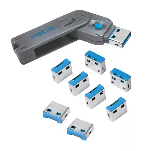 Logilink USB-A port blokkoló (1x kulcs és 8x zár) (AU0045)