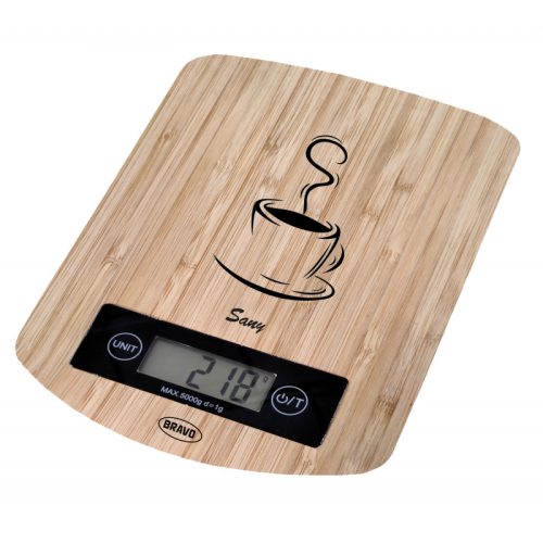 Bravo Sany B-5112B Digitális konyhai mérleg, barna szín, 10kg