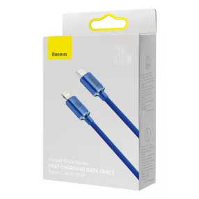   Baseus Crystal Shine Series USB-C - Lightning gyorstöltő kábel CAJY000203, 20 W, 1.2m, kék